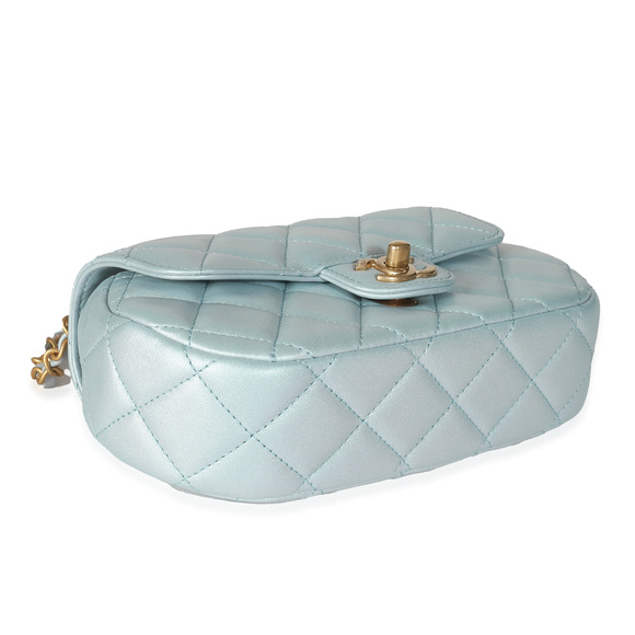 Chanel 24C Light Blue Iridescent Quilted Lambskin Small Top Handle Bag - Picture 7 of 8